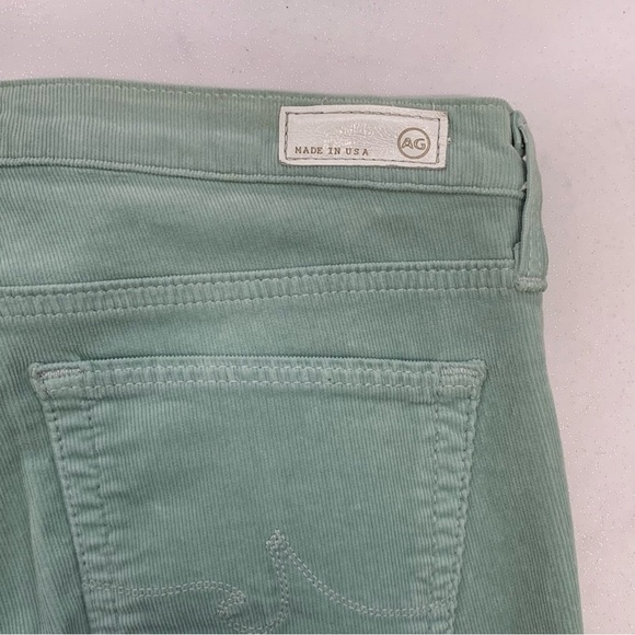 AG Corduroy Pants Woman 27  Stevie Slim‎ Straight Low Rise Light Green Stretch - Picture 6 of 11